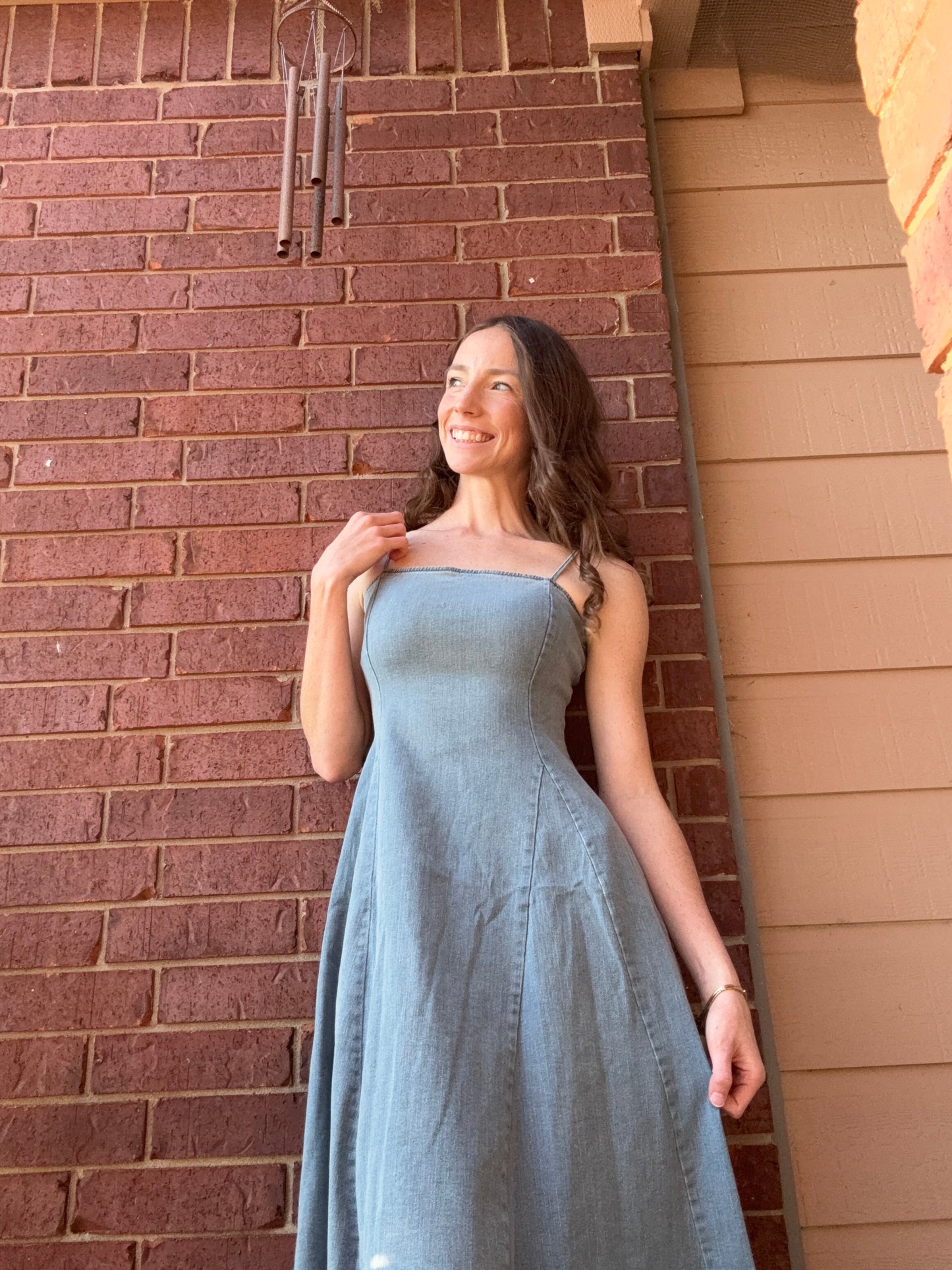 Anna’s light denim dress
